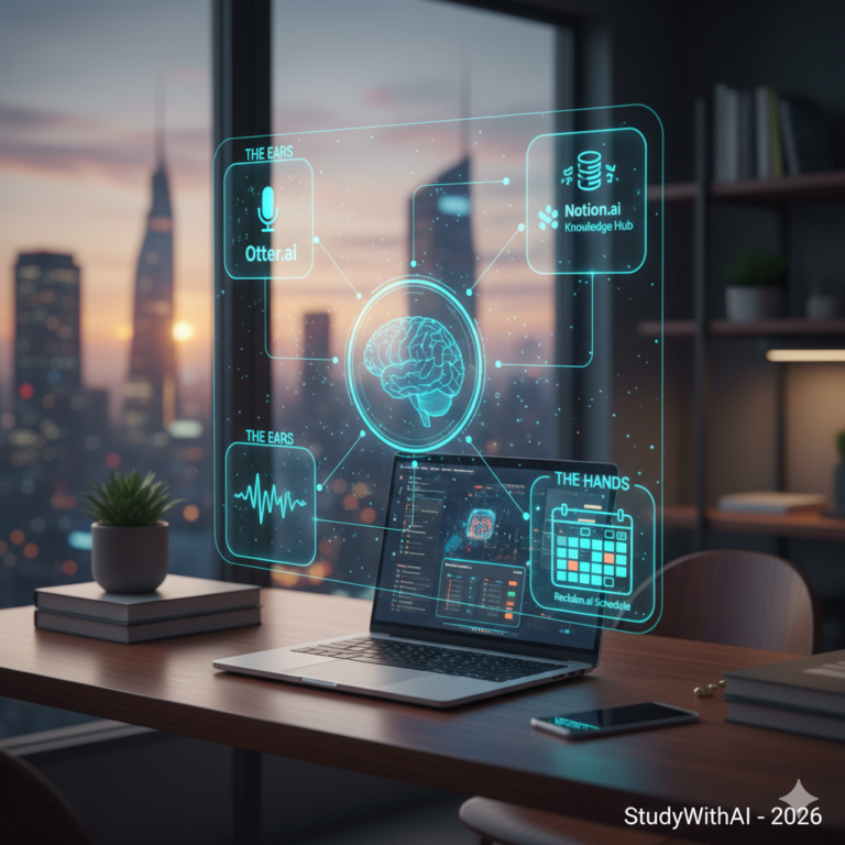 A student practicing for a tech interview using a real-time AI feedback tool on their laptop