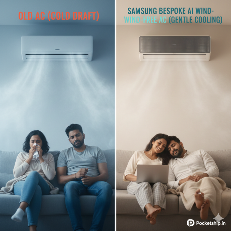 Samsung AI AC 2026 price, WindFree cooling benefits, SmartThings AC control, Energy efficient AC India 2026.png