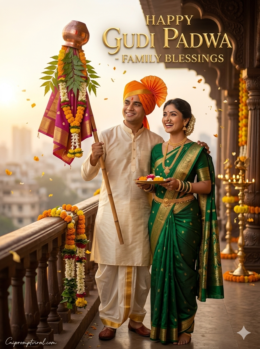 Gudi Padwa AI Prompt: Viral 3D Name Art & Ultra-Realistic Couple Photos