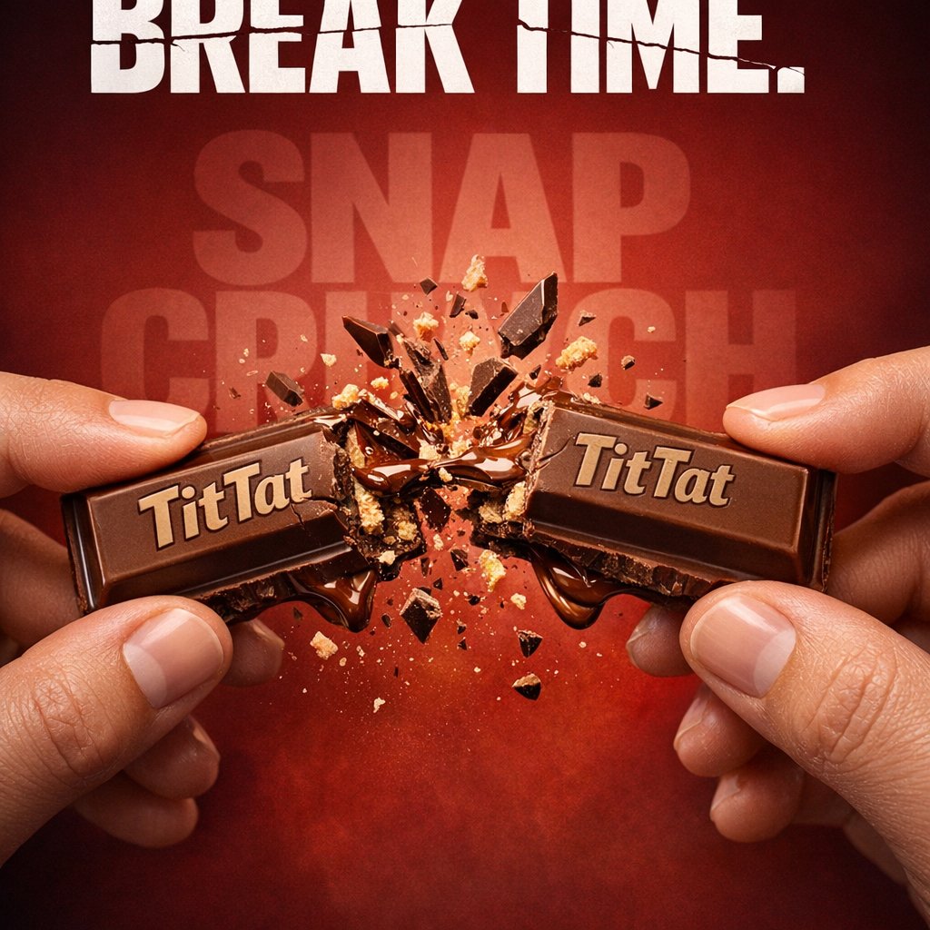 A hyper-commercial 45 vertical chocolate campaign poster