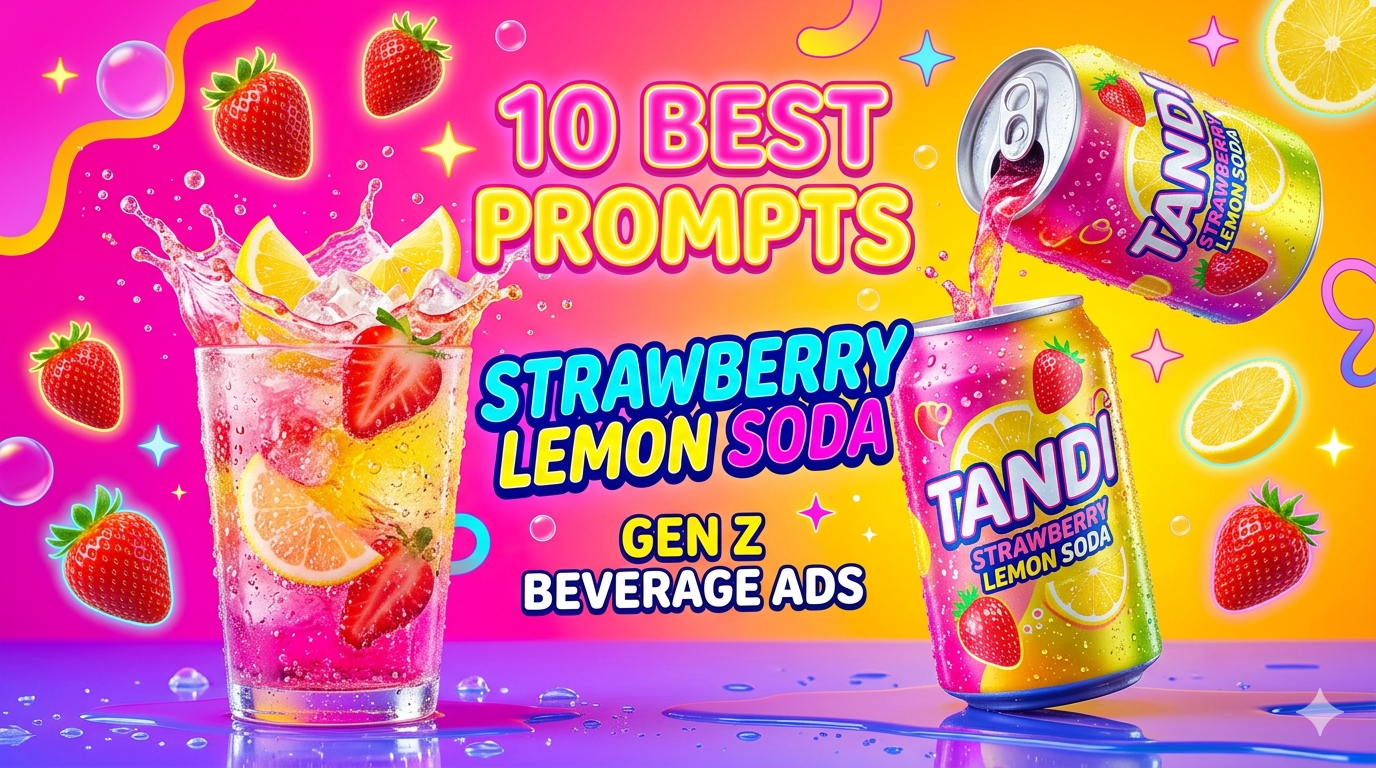Strawberry Lemon Soda Advertisement Prompts
